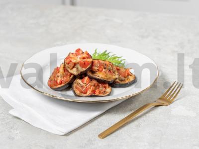 Baklažanai su česnaku ir pomidorais pagrindine nuotrauka