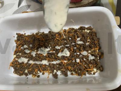Mėsos lasagna iš šoninės bešbarma Žingsnis 7