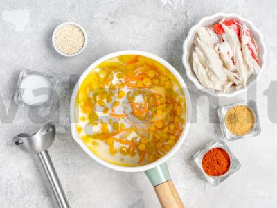 Kukurūzų sriuba su krabais Žingsnis 2