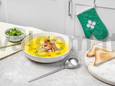 Kukurūzų sriuba su krabais pagrindine nuotrauka