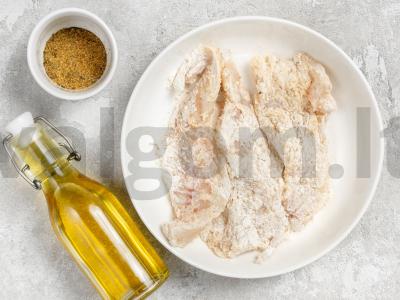 Žuvis miltuose keptuvėje Žingsnis 1