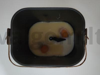 Orus tešla pyragams, pagaminta duonos kepimo mašinoje Žingsnis 1