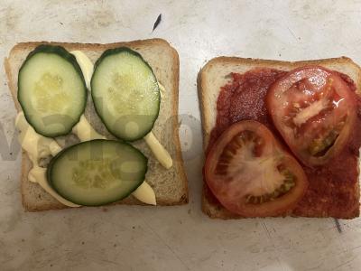 Karštas tostą su daržovėmis ir kalakutienos kumpiu Žingsnis 3