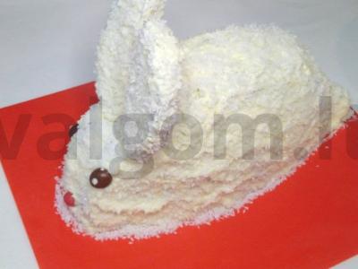 Velykinis zuikis tortas su razinomis pagrindine nuotrauka