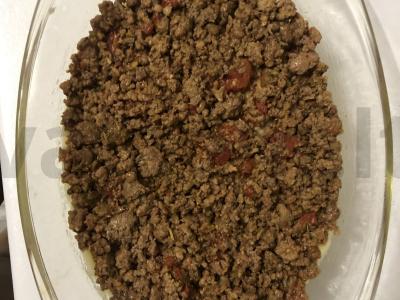 Bulvių apkepas su faršu ir pomidorais Žingsnis 7