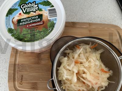 Salotos su raugintais kopūstais ir žirniais Žingsnis 2