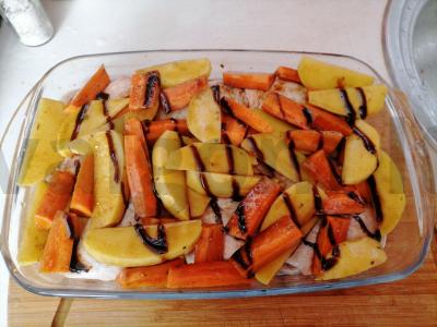 Vištiena, kepta su daržovėmis balzamiko padaže Žingsnis 4