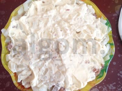 Salotas „Mimoza naujame variante“ su rūgštelėmis Žingsnis 3