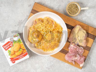 Vištiena parmezano trupiniuose su brokolių garnyru Žingsnis 1