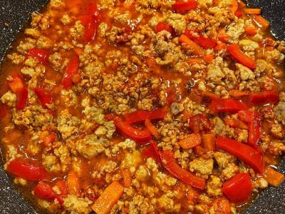 Makaronai su mėsa ir daržovėmis Žingsnis 5