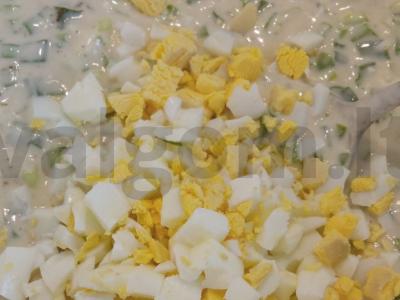 Blynai su žaliu svogūnu ir kiaušiniu Žingsnis 2