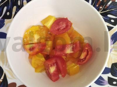 Salotas „Aštrus pomidoras“ Žingsnis 1