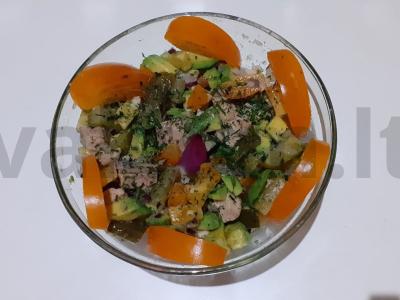 Kaki salotos su menkės kepenimis Žingsnis 2