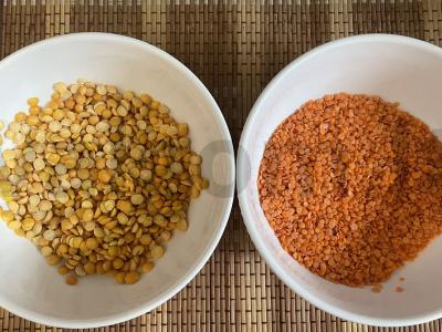 Žirnių ir lęšių sriuba vištienos sultinyje Žingsnis 1