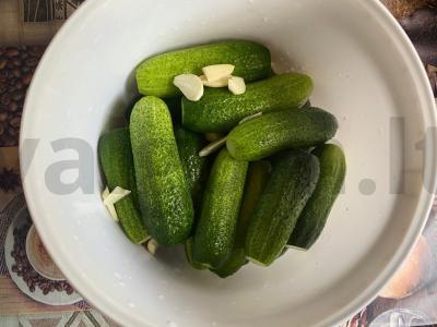 Sūdyti agurkai juodųjų serbentų lapuose Žingsnis 8