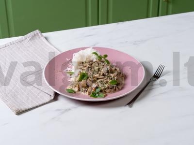 Grybų padažas prie ryžių pagrindine nuotrauka