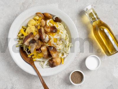 Vegetariškas salotas su Pekino kopūstu ir grybais Žingsnis 2