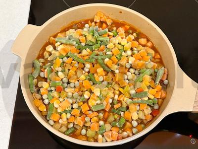 Vištienos širdelės su pievagrybiais ir meksikietiška daržovių mišiniu Žingsnis 5