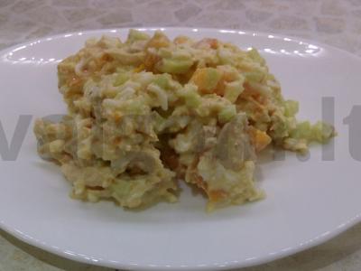 Šiltas salotas su vištienos krūtinėle ir pomidorais pagrindine nuotrauka