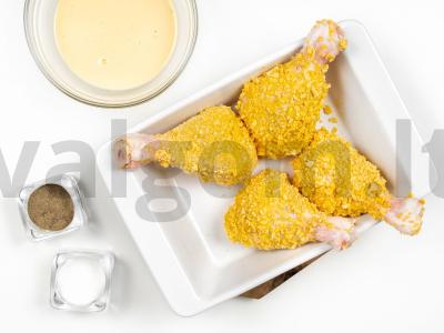 Vištienos blauzdelės dribsniuose Žingsnis 3