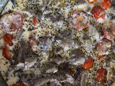 Orzo makaronai grietinėlės padaže su grybais ir pomidorais Žingsnis 5