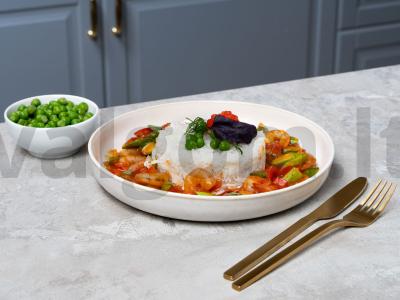 Daržovių troškinys su karališkomis krevetėmis pagrindine nuotrauka