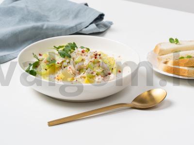 Grietinėlės sriuba su krabais ir bekonu pagrindine nuotrauka