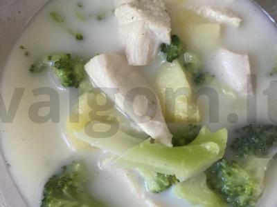 Grietinėlės sriuba su brokoliais ir vištiena pagrindine nuotrauka