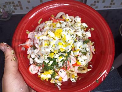 Kalmarų ir šviežių kopūstų salotas Žingsnis 2