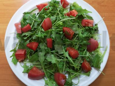 Salotas su stracciatella ir traškiais baklažanais Žingsnis 4