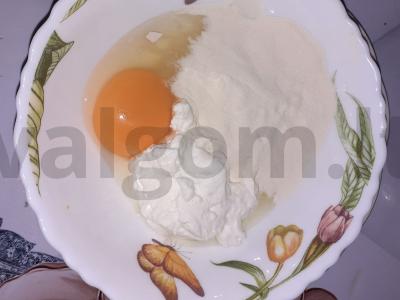 Baltyminė vaflė su varške Žingsnis 1