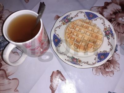 Baltyminė vaflė su varške pagrindine nuotrauka