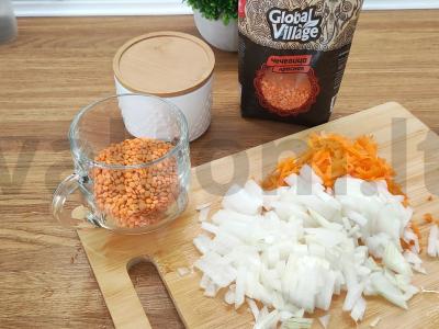 Lęšiai su daržovėmis ir prieskoniais Žingsnis 1