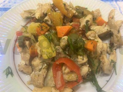 Karštas vištienos salotas su daržovėmis Žingsnis 5