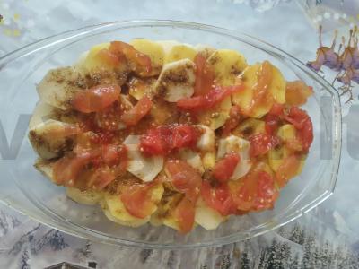 Bulvės su faršu ir pomidorų marinatu orkaitėje Žingsnis 8