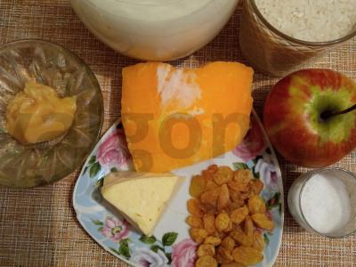 Ryžių košė su moliūgu, razinomis, obuoliu Žingsnis 1