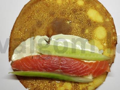 Blynų ritinėliai su raudona žuvimi Žingsnis 1