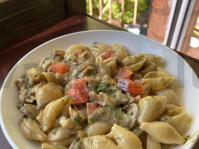 Makaronai su pievagrybiais terijaki padažu Žingsnis 6