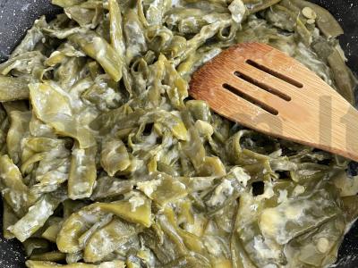 Žaliosios pupelės be prieskonių su kiaušiniais pusryčiams Žingsnis 1