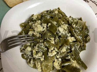 Žaliosios pupelės be prieskonių su kiaušiniais pusryčiams Žingsnis 3