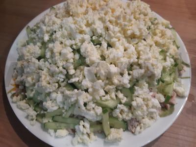 Skanus salotas „Baltoji beržė“ su pievagrybiais, džiovintais abrikosais ir vištiena Žingsnis 9