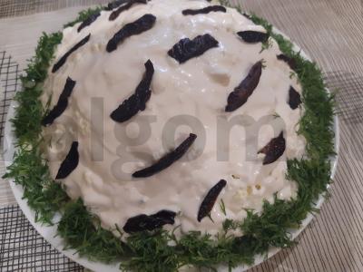 Skanus salotas „Baltoji beržė“ su pievagrybiais, džiovintais abrikosais ir vištiena Žingsnis 11