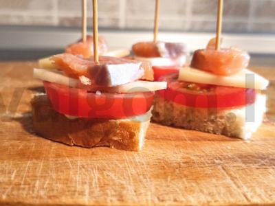 Kanarė su pomidoru, lašiša ir sūriu Žingsnis 6