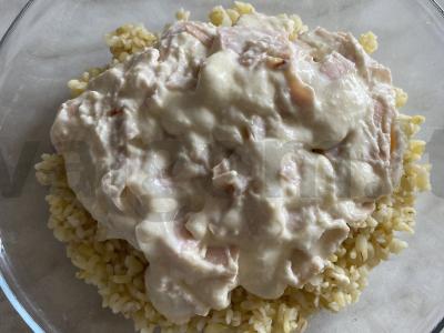 Bulguras su česnaku ir grietinėlės padažu bei kumpiu Žingsnis 5