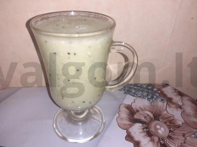 Smuzi su obuoliu, kiviu ir mungo daigais pagrindine nuotrauka