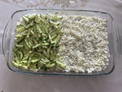 Sluoksniuotas salotas be mėsos Žingsnis 5