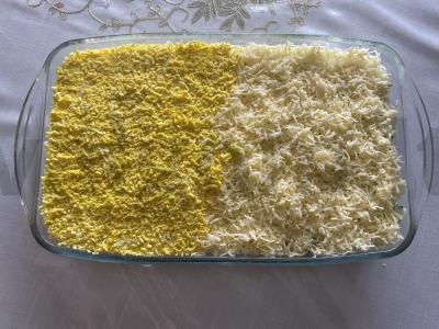 Sluoksniuotas salotas be mėsos Žingsnis 6