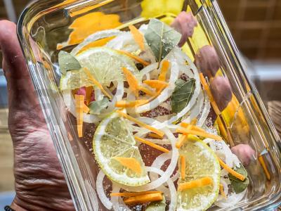 Lašiša aštriame marinate Žingsnis 3