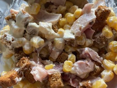 Trijų ingredientų salotos su rūkytomis vištienos krūtinėlėmis Žingsnis 4