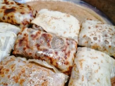 Įdaryti blynai su vištienos kepenėlėmis Žingsnis 8